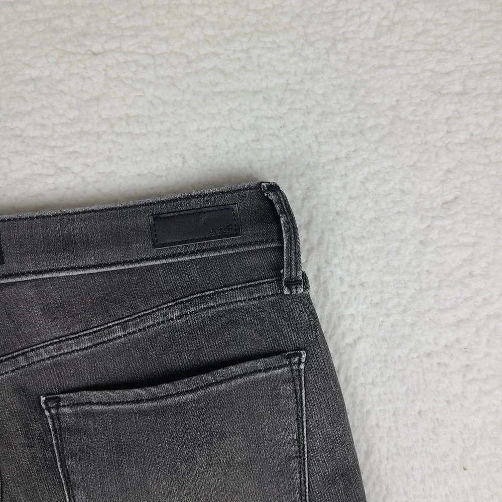 Abercrombie Fitch Jeans Womens 28/6 Dark Gray Wash High‎ Rise Super Skinny Fray